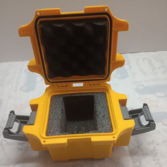 Invicta Watch Case Only-Waterproof Storage Box Yellow Hard Plastic w/Inserts - Picture 7 of 8